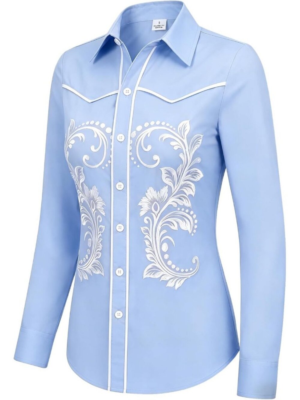 Vintage Floral Embroidered Western Shirt - Long Sleeve Cowgirl Blouse Top
